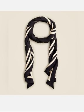 J. Crew Printed Silk Scarf - Black Aged Parchment